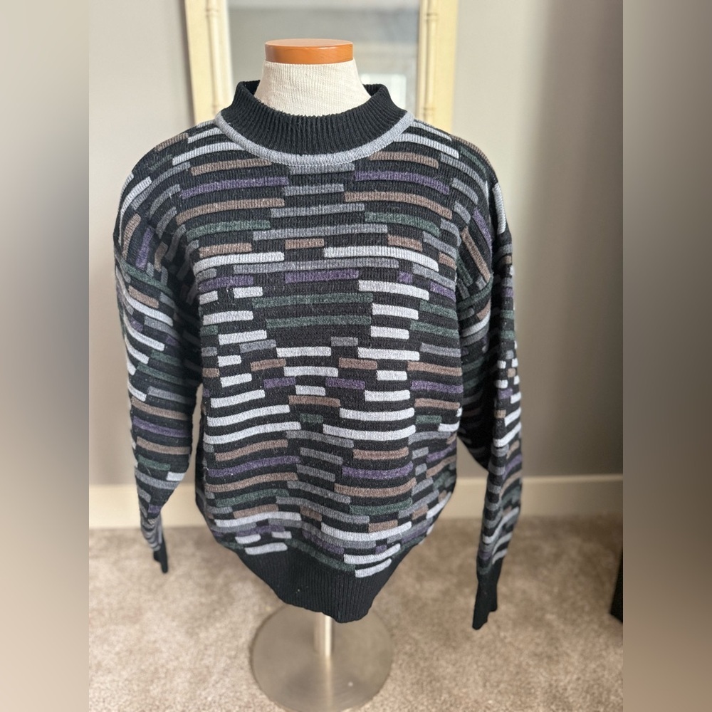 Men's Vintage 80/90s Multicolor Wool Blend Patterned Sweater